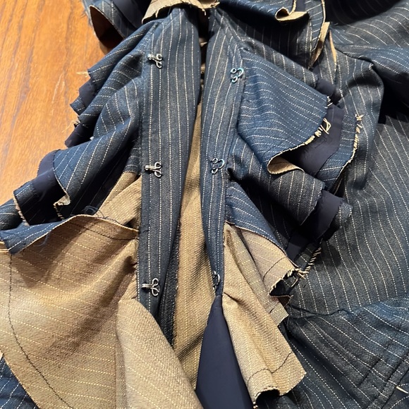 Janice Nelli Denim Pinstripe Ruffle Jacket Size L - Picture 6 of 8
